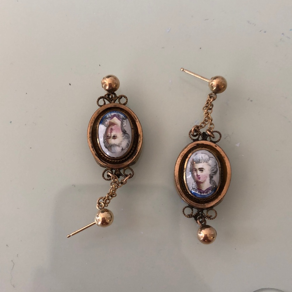 french vintage cameo earrings